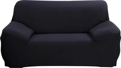 Produktbild von ele ELEOPTION Sofahusse Stretchhusse Sofabezug Polyester Rippstrick (Schwarz, 2 Sitzer für Sofalänge 140-185cm)