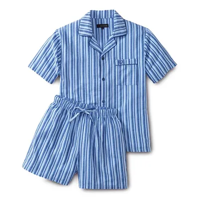 Produktbild von Herren Seersucker Shorty Pyjama 2-teilig Sommer Kurzarm Streifen Schlafanzug Gr. M