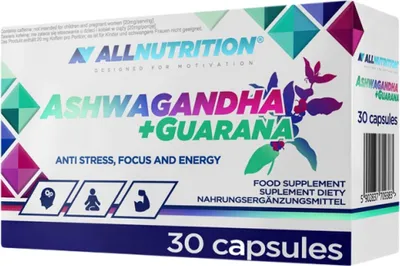 Produktbild von Allnutrition Ashwagandha 300 mg + Guarana 30 Kapseln