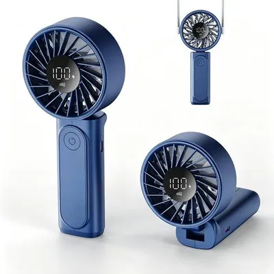 Produktbild von Handventilator mit 4000mAh Akku, LED-Anzeige, 6 Geschwindigkeiten, Miniaturventilator mit 180° Klapfunktion