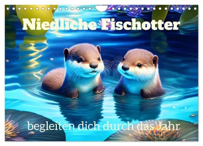 Produktbild von Niedliche Fischotter begleiten dich durch das Jahr (Wandkalender 2027 DIN A4 quer), CALVENDO Monatskalender