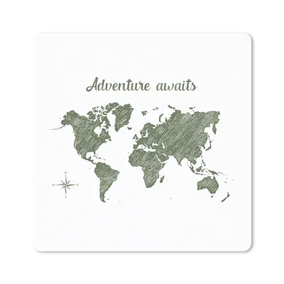 Produktbild von MuchoWow® Mauspad Mousepad Weltkarte - Zitat - Grün 30x30 cm - Mousepads - Maus Mat - Pad - Mausunterlage - Gaming