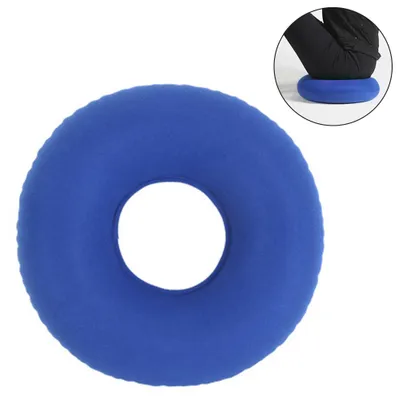 Obrázek produktu pro Polštářek na sezení ve tvaru donutu, ortopedický, nafukovací, pro zmírnění bolesti kostrče, průměr 38 cm, vhodný při bolesti ischias