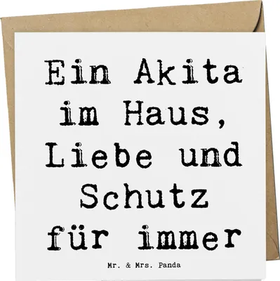 Produktbild von Mr. & Mrs. Panda Grußkarte Spruch Akita Inu Liebe - Weiß - Geschenk, Hundezucht, Klappkarte, doppelkarte, loyal, Hunderassen, Glückwunschkarte, Hunderasse, Hundeliebhaber