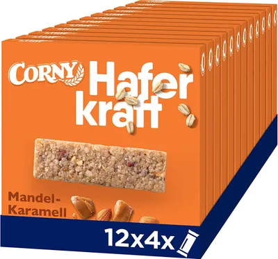 Produktbild von Corny Haferkraft Mandel Karamell Riegel verpackt 140g 12er Pack