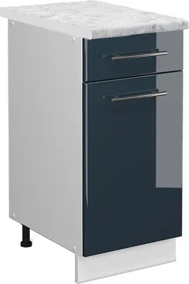 Produktbild von Küchenunterschrank Vicco Fame-Line Dunkelblau Hochglanz 40 cm , AP Marmor, Model 49561