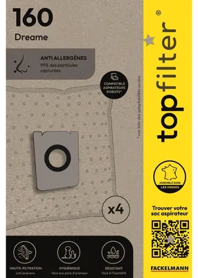 Image de Lot de 4 sacs pour aspirateur robot Dreame TopFilter Premium