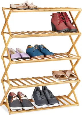 Image de Étagère à chaussures pliable en bambou