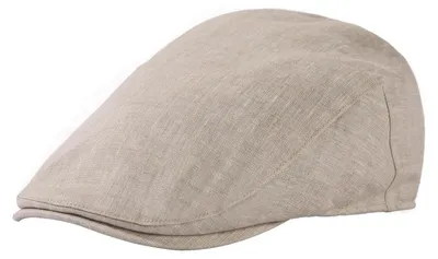 Zdjęcie produktu dla Czapka typu "fedora" męska, 100% len, letnia, rozmiar M-L, kolor beżowy