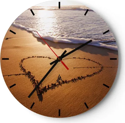 Produktbild von Wanduhr - Rund - Glasuhr - Sommer Meer Sand Strand - 30x30cm - Schleichendes Uhrwerk - Lautlos - zum Aufhängen bereit - Dekoration Modern - Wanddekoration aus Glas - C3AR30x30-3163