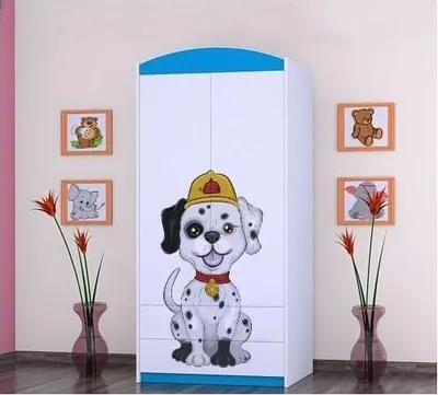 Produktbild von BDW Kinder Kleiderschrank, Kinderschrank Super Hunde Motiv Kinderzimmer, Blau