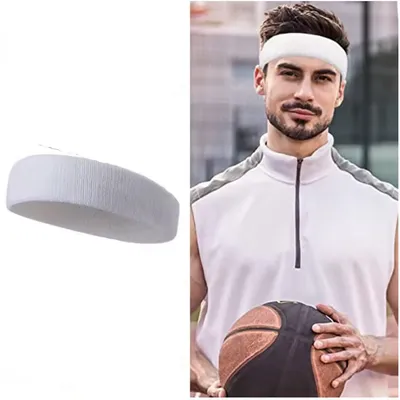 Produktbild von CHPN - Kopfschweißband - Schweißband für den Kopf - Weiß - Frottee - Sportband - Band zur Schweißabsorption - Stirnband - Unisex