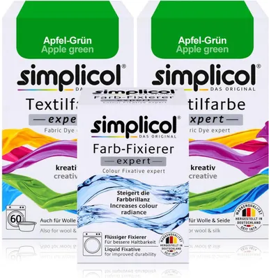 Produktbild von Simplicol Textilfarbe expert 2x Apfel-Grün 150g & 1x Farb-Fixierer Expert 90ml