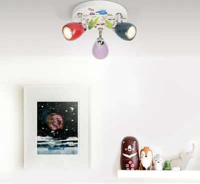 Produktbild von BRILLIANT LED Spotrondell Birds | farbenfrohe Deckenleuchte | 3-flammig | Metall | mehrfarbig | Köpfe schwenkbar | 3x GU10 max 3 W