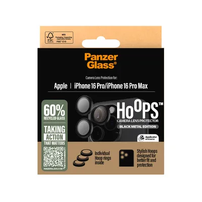 Productafbeelding van PanzerGlass Hoops Optic Rings Camera Protector voor de Apple iPhone 16 Pro / 16 Pro Max - Zwart