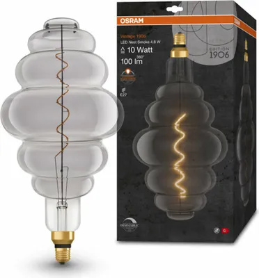Obrázek produktu pro LED žárovka OSRAM Vintage 1906 s kouřovým odstínem, 4,8 W, 100 lm, tvar úlu o průměru 200 mm a patice E27, teplá bílá barva světla, stmívatelné vlákno, životnost až 15 000 hodin