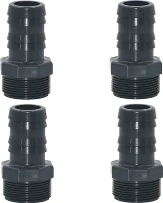 Produktbild von HAF 4x PVC Druckschlauchtülle mit 38mm x 1 1/2" | Schlauchtülle x Außengewinde | Schlauchverbinder aus grauem PVC-U | PN16 für Pool und Teich