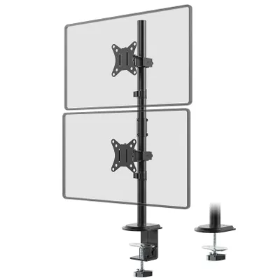 Produktbild von Doppel Monitorhalterung vertikal für 17-32 Zoll Monitore, höhenverstellbarer Monitorständer mit 80 cm Stange bis 9 kg, VESA 75x75/100x100