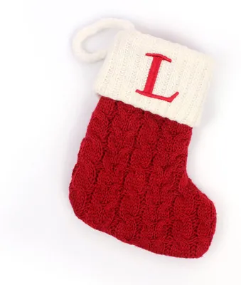 Kabelgestrickte Weihnachtsstrümpfe, rot, Größe L, 1 Stück