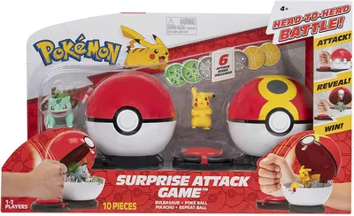 Produktbild von Pokémon Surprise Attack Game Pikachu #2 mit Flottball vs. Bisasam #3 mit Pokeball