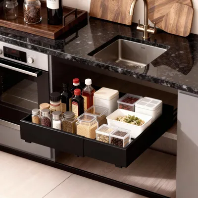 Image de Solidchoice - Organisateur de tiroir de cuisine extensible avec système de rails, longueur 32-53 cm