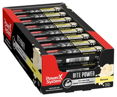Produktbild von Power System Protein Riegel Bite Power Banane 32% Eiweiß 24 x 35g