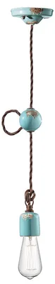 Image de Ferroluce Vintage Lampe à suspendre Ø 5,5cm Bleu Rond
