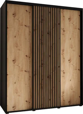 Produktbild von MEBLE KRYSPOL Lanko 1 Schrank mit 3 Schiebetüren - 235,2x200x60 cm - Schwarz Artisan Schwarz
