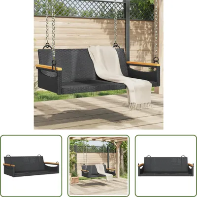 Immagine prodotto di The Living Store Panca pensile nera 109x62x40 cm Poly Rattan
