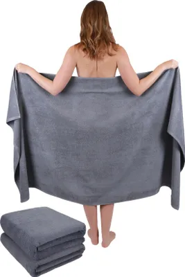 Produktbild von Betz 3-tlg. Set XXL Badetuch 100 x 200 cm DRESDEN Badetücher Saunatuch 100% Baumwolle Farbe anthrazit