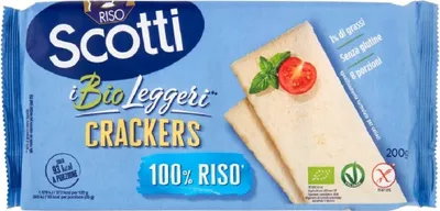 Produktbild von 3x Riso Scotti Crackers  Cracker 100% Reis,Glutenfrei, nur 1% Fett, Packung à 200g, jede Packung enthält 8 Einzelportionen + Italian Gourmet Polpa di Pomodoro 400g Dose