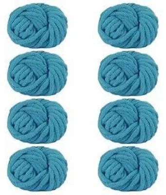 Immagine prodotto di Filato grosso in lana, 8 gomitoli da 250g ciascuno, colore blu denim, spessore 15-20 mm
