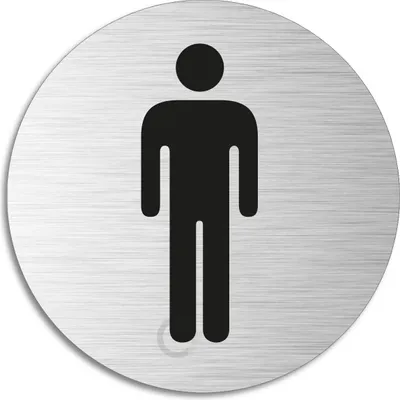 Produktbild von Schild - WC Herren | Türschild aus Aluminium | Edelstahloptik selbstklebend  selbstklebend  Ø 75 mm