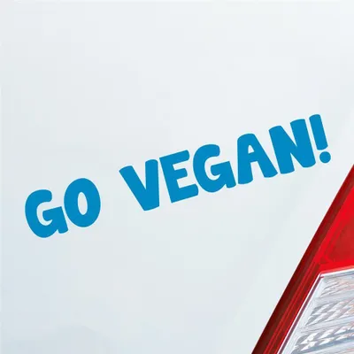 Produktbild von Auto Aufkleber Go Vegan Werde Veganer  Tierliebe Love Car 19x3 cm Hellblau Sticker Heckscheibenaufkleber