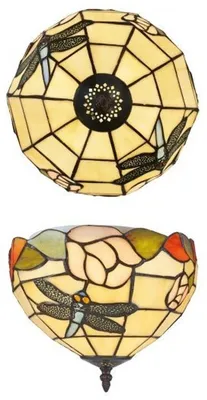 Image de Casa Padrino Tiffany Plafonnier 25cm Libellule - Verre Mosaïque Lampe de plafond