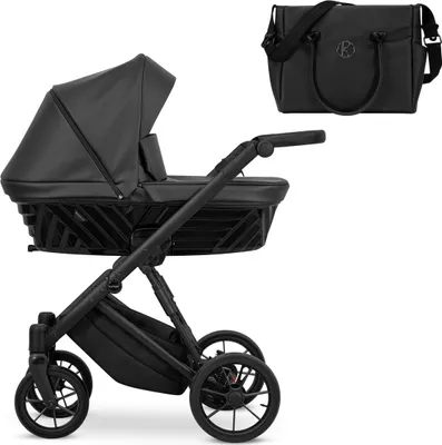 Image de Poussette Kunert IVENTO 2in1 en anthracite avec cadre noir et design unique