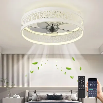 LED Deckenventilator 60W dimmbar Fernbedienung 6 Stufen 50cm weiß