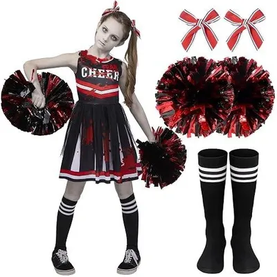 Zdjęcie produktu dla Kostium cheerleaderki zombie na halloween dla dziewcząt strój