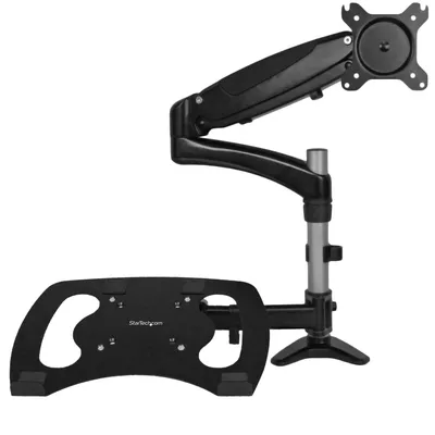 Produktbild von StarTech.com Laptop und Monitorarm - Notebook und Monitor Halterung - Vollbeweglich Gelenkig - VESA-Monitor Halterung - für VESA-Bildschirme bis zu 27" (8kg) - Tischklemm Montage, Klemme, 8 kg, 38,1 cm (15"), 68,6 cm (27"), 100 x 100 mm, Aluminium, Schwarz