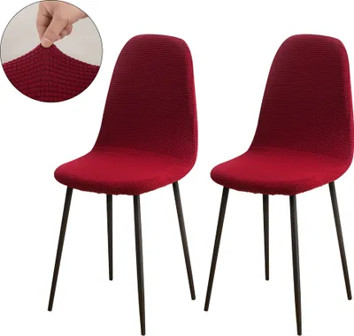 Immagine prodotto di Coprisedie 2-pack, coprisedie imbottite in tessuto waffle elastico universale coprisedie per sala da pranzo per banchetti di nozze hotel, rosso vino