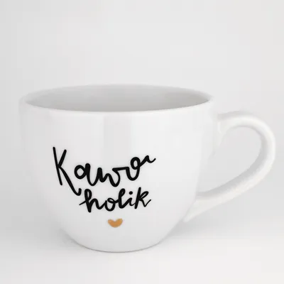 Zdjęcie produktu dla Kubek 500 ml - Kawoholik ZŁOTE SERCE