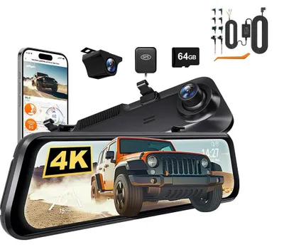 Produktbild von Auto Dashcam Rückspiegel - G850 Pro Dual Kamera DVR - 4K vorne 1080P hinten - 30 cm IPS Touchscreen - WiFi GPS ADAS - 170° Weitwinkel - Hardwire-Kit + 64GB