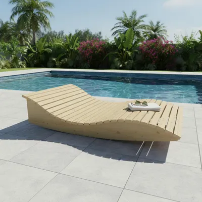 Produktbild von Holzliege Wellenliege Gartenliege Himmelssofa "Pool-Moni" (Fichte) 120cm