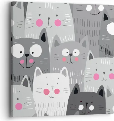 Produktbild von Bild auf Leinwand - Leinwandbild - Kittys Tiere Illustration - 40x40cm - Wand Bild - Wanddeko - Leinwanddruck - Bilder - Kunstdruck - Wanddekoration - Leinwand bilder - Wandkunst - AC40x40-2890