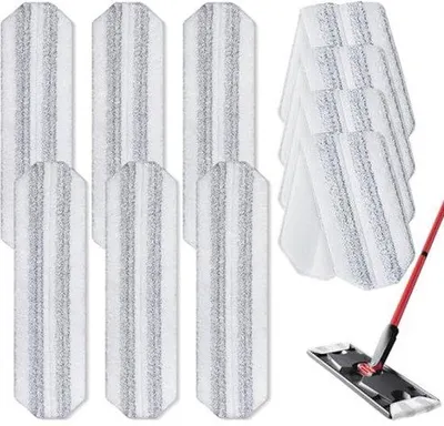 Produktbild von 10 Stück Ersatzschwämmchen für flachen Mop, Mikrofaser, Grau-Weiß