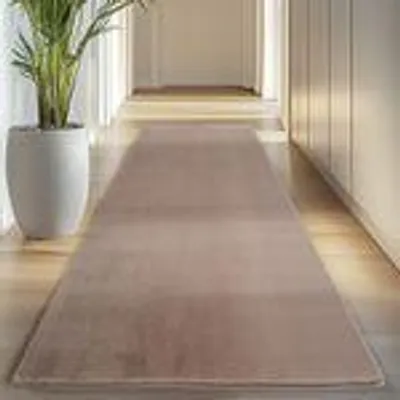 Produktbild von Carpettex Teppich Kurzflor, Einfarbig, Waschbar, Rutschfest, Für Wohnzimmer, Schlafzimmer,Kinderzimmer, Größe: 80 x 250 cm, Farbe: Mokka