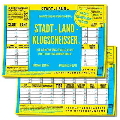 Produktbild von Stadt-Land-Klugscheisser Spielblock – Original Edition 50 Blatt