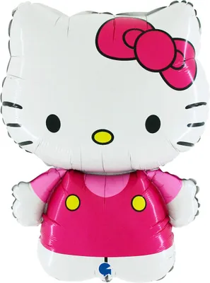 Obrázok produktu pre Fóliový balónik Kitty s červenou stuhou 67 x 54 cm nenaplnený (vhodný na balón s plynom)