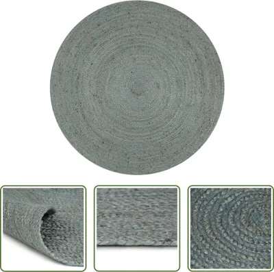 Produktbild von The Living Store Teppich Handgefertigt Jute Rund 120 cm Olivgrün