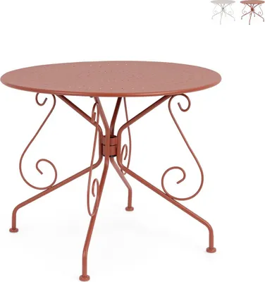 Immagine prodotto di Tavolo rotondo da giardino 90cm per esterni in stile Bizzotto Etienne - rosso